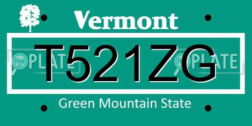 T521ZG Vermont License Plate