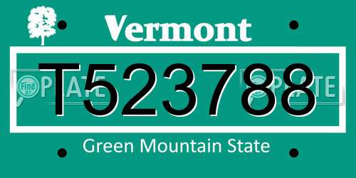T523788 Vermont License Plate