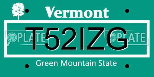 T52IZG Vermont License Plate
