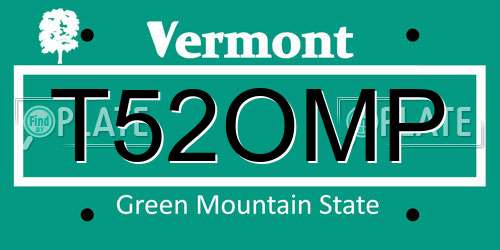 T52OMP Vermont License Plate
