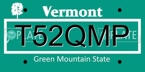 T52QMP Vermont License Plate