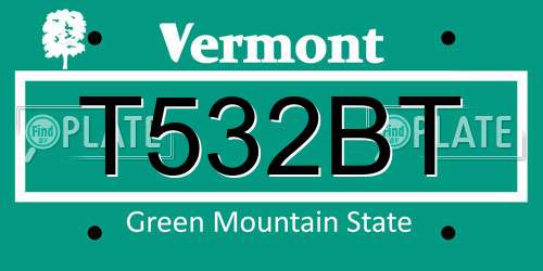 T532BT Vermont License Plate