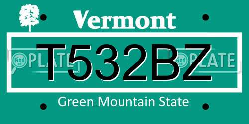 T532BZ Vermont License Plate