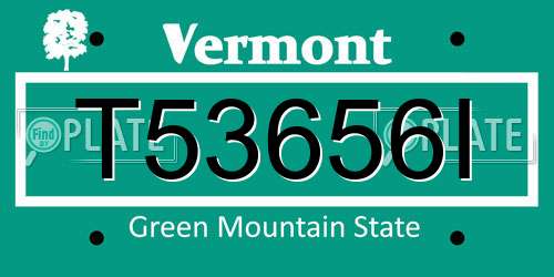 T53656I Vermont License Plate