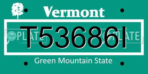 T53686I Vermont License Plate