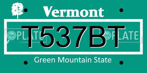 T537BT Vermont License Plate