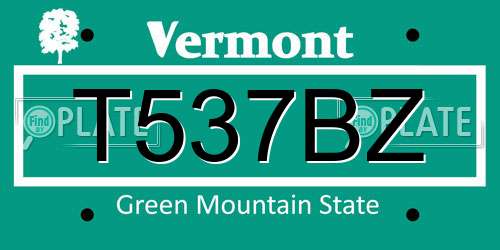 T537BZ Vermont License Plate
