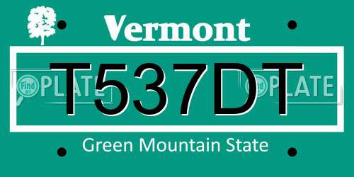 T537DT Vermont License Plate