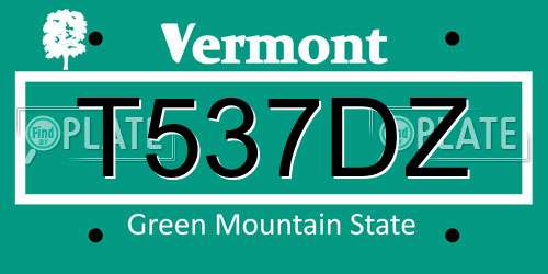 T537DZ Vermont License Plate