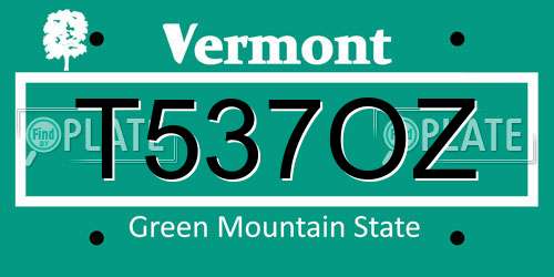 T537OZ Vermont License Plate