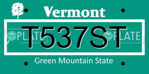 T537ST Vermont License Plate