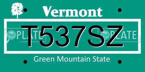 T537SZ Vermont License Plate