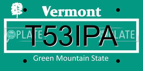T53IPA Vermont License Plate