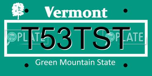 T53TST Vermont License Plate