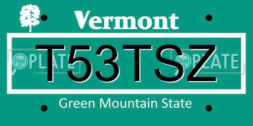 T53TSZ Vermont License Plate