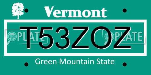 T53ZOZ Vermont License Plate