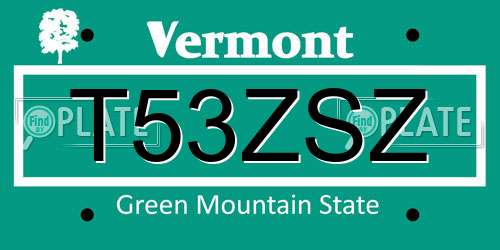 T53ZSZ Vermont License Plate