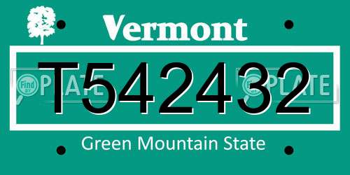 T542432 Vermont License Plate
