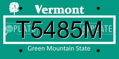 T5485M Vermont License Plate