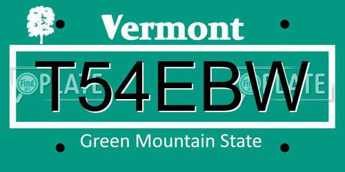 T54EBW Vermont License Plate