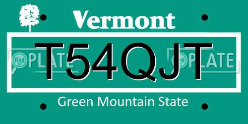 T54QJT Vermont License Plate
