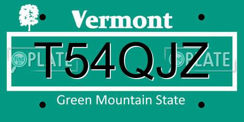 T54QJZ Vermont License Plate