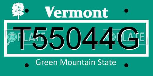 T55044G Vermont License Plate