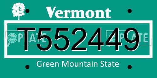 T552449 Vermont License Plate