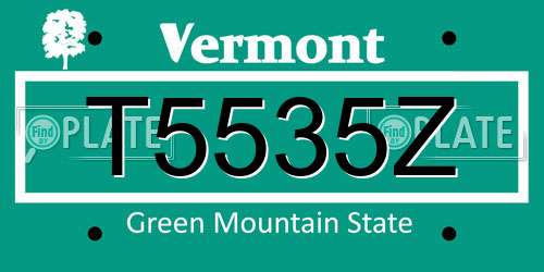 T5535Z Vermont License Plate