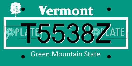 T5538Z Vermont License Plate