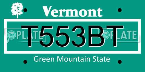 T553BT Vermont License Plate