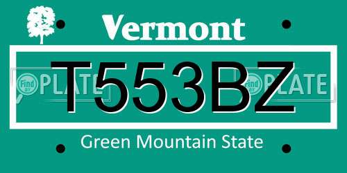 T553BZ Vermont License Plate
