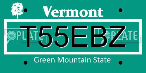 T55EBZ Vermont License Plate