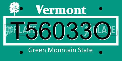 T56033O Vermont License Plate