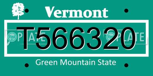 T566320 Vermont License Plate