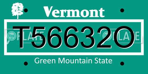 T56632O Vermont License Plate