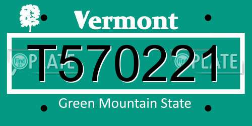T570221 Vermont License Plate