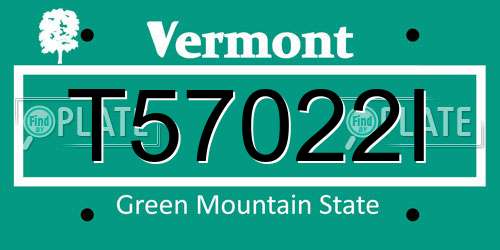 T57022I Vermont License Plate