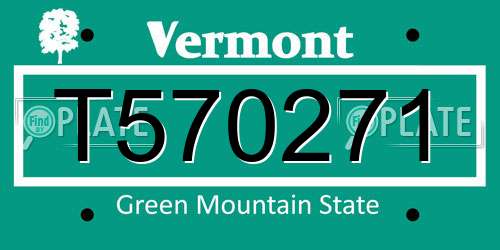 T570271 Vermont License Plate