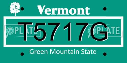 T5717G Vermont License Plate
