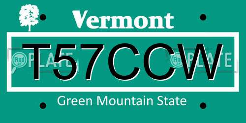 T57CCW Vermont License Plate