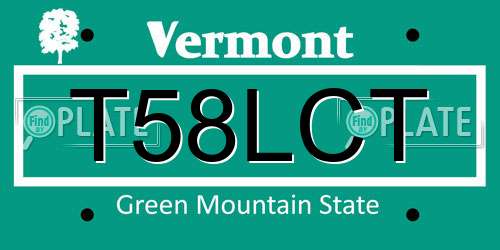 T58LCT Vermont License Plate