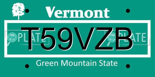 T59VZB Vermont License Plate