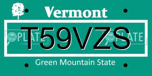 T59VZS Vermont License Plate