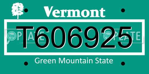 T606925 Vermont License Plate
