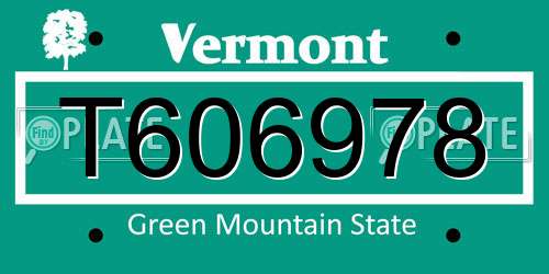 T606978 Vermont License Plate