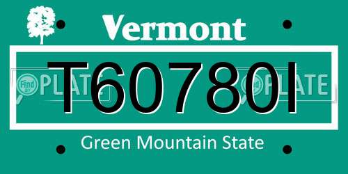 T60780I Vermont License Plate