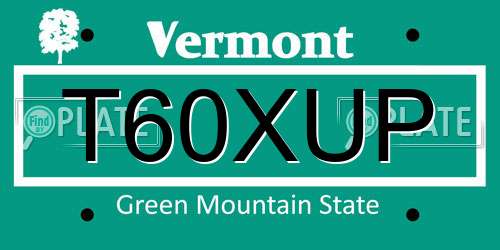 T60XUP Vermont License Plate