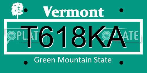 T618KA Vermont License Plate