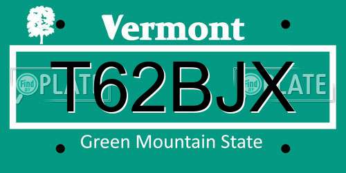 T62BJX Vermont License Plate